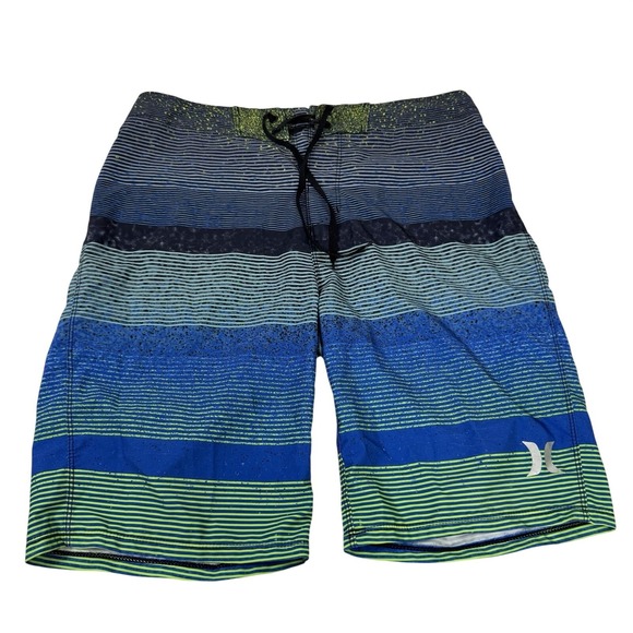 Hurley Other - Hurley Phantom Board Shorts Mens 29‎ Blue Green Striped Surf Swim Trunks Stretch